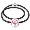 Peace Sign With Paws Print Heart Charm Leather Woven Bracelet-Free Shipping