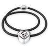 Dalmatian Dog Art Print Heart Charm Leather Woven Bracelet-Free Shipping