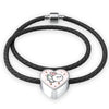 Flying Cat Print Heart Charm Leather Bracelet-Free Shipping