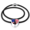 Doberman Pinscher Print Heart Charm Leather Bracelet-Free Shipping