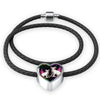 Devon Rex Cat Print Heart Charm Leather Woven Bracelet-Free Shipping