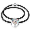Poodle Dog Print Heart Charm Leather Bracelet-Free Shipping