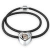 Charming Cat Art Print Heart Charm Leather Woven Bracelet-Free Shipping