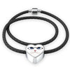 Cute Cat With Glasses Print Heart Charm Leather Bracelet-Free Shipping