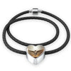 Norwegian Forest Cat Print Heart Charm Leather Bracelet-Free Shipping