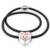 Maltese Dog Print Heart Charm Leather Bracelet-Free Shipping