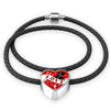 Cute Pets Print Heart Charm Leather Bracelet