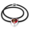 Boxer Dog Print Heart Charm Leather Bracelet-Free Shipping