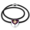 Javanese Cat Print Heart Charm Leather Woven Bracelet-Free Shipping