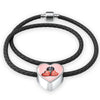 St. Bernard Dog Print Heart Charm Leather Bracelet-Free Shipping