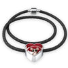 Chihuahua Print Heart Charm Leather Bracelet-Free Shipping