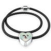 Dalmatian Dog Print Heart Charm Leather Bracelet-Free Shipping