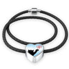 Cat Print Heart Charm Leather Bracelet-Free Shipping