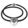 Colorful French Bulldog Heart Charm Leather Woven Bracelet-Free Shipping