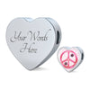 Peace Sign With Paws Print Heart Charm Leather Woven Bracelet-Free Shipping