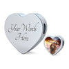 American Water Spaniel Print Heart Charm Steel Bracelet-Free Shipping