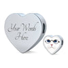 Cute Cat With Glasses Print Heart Charm Steel Bracelet-Free Shipping