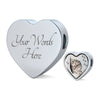 Charming Cat Art Print Heart Charm Steel Bracelet-Free Shipping
