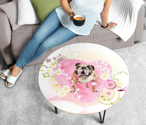 Bulldog Print Circular Coffee Table