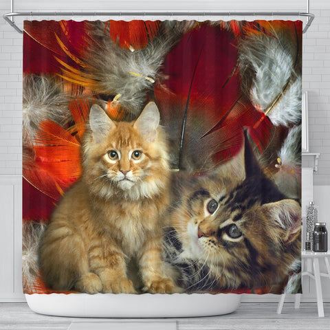 Cute Maine Coon Print Shower Curtains-Free Shipping