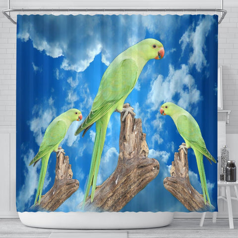 Rose Ringed Parakeet Print Shower Curtains-Free Shipping