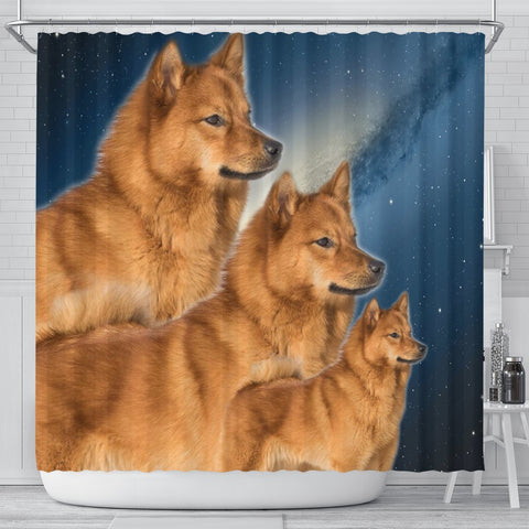 Finnish Spitz Print Shower Curtains-Free Shipping