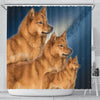 Finnish Spitz Print Shower Curtains-Free Shipping