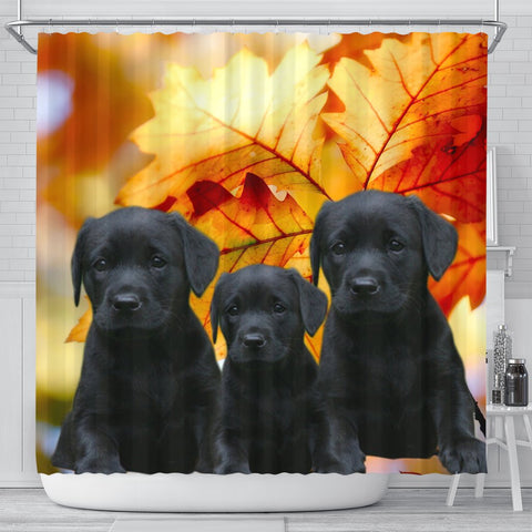 Black Labrador Print Shower Curtains-Free Shipping