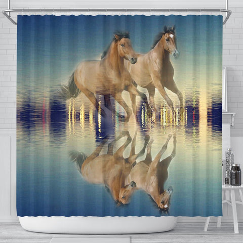 Amazing Mountain Pleasure Horse Print Shower Curtain-Free Shipping