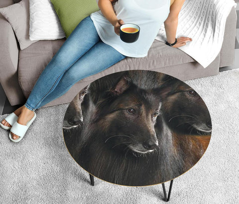 Belgian Tervuren Dog Print Circular Coffee Table