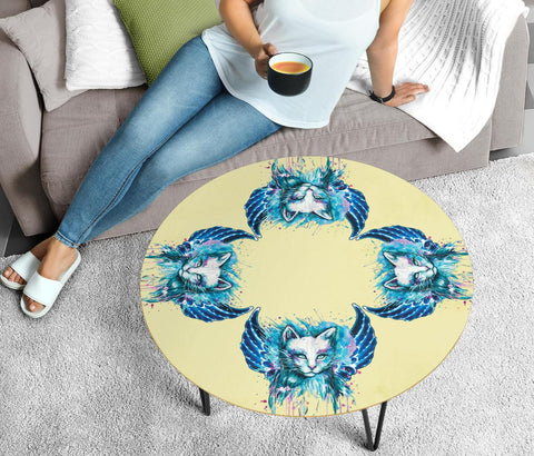 Cat Painting Print Circular Coffee Table