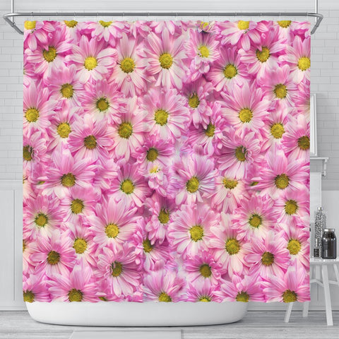 Pink Daisy Flower Print Shower Curtains-Free Shipping