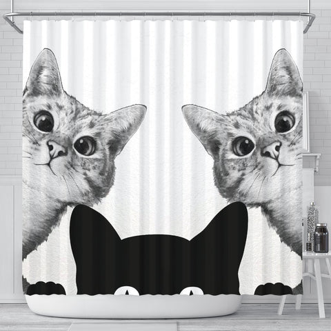 Cute Cats Print Shower Curtain-Free Shipping