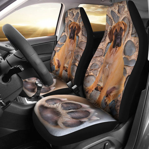 Bullmastiff Dog With Paw Print Car Seat Covers- Free Shipping
