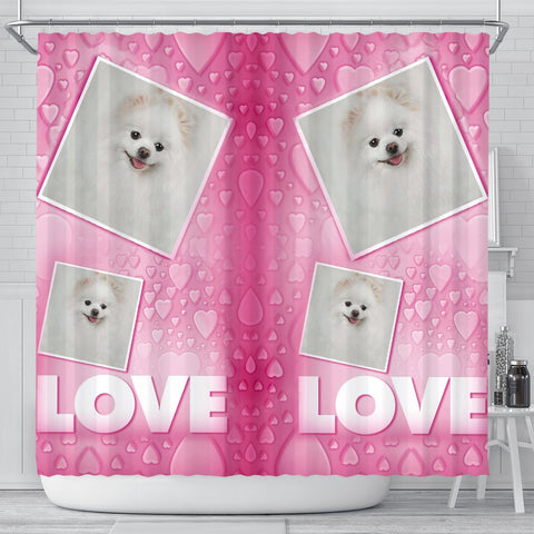 Pomeranian Dog Love Print Shower Curtain-Free Shipping