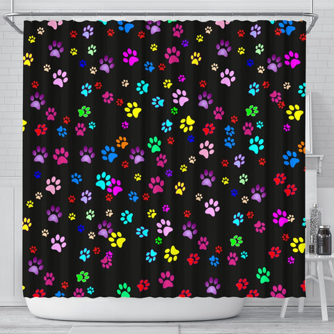 Colorful Dog Paws Print Shower Curtains-Free Shipping