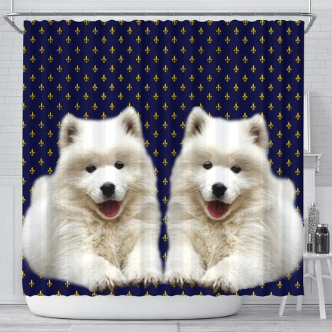Cute Samoyed Dog Print Shower Curtains-Free Shipping