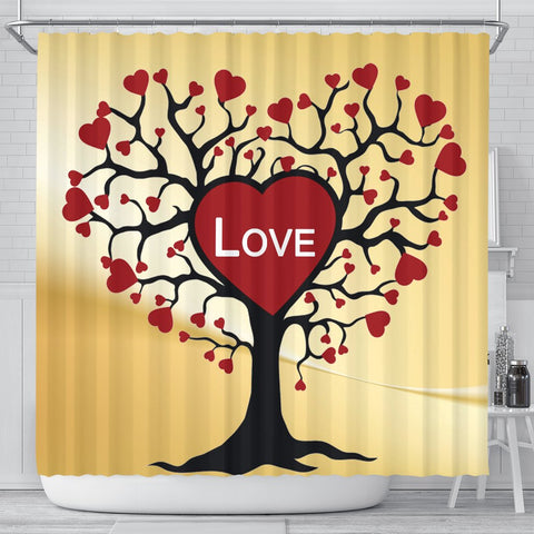 Love Tree Print Shower Curtain-Free Shipping