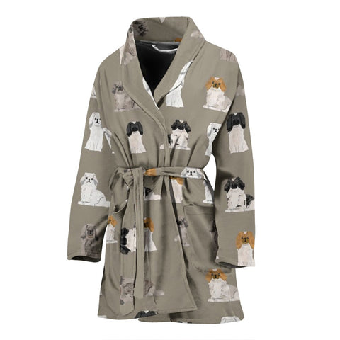 Pekingese Dog Pattern Print Women's Bath Rob-Free Shipping