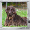 German Longhair Pointer Print Shower Curtains-Free Shipping