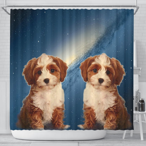 Cute Cavapoo Print Shower Curtains-Free Shipping