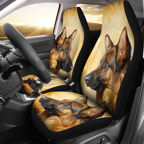 German Shepherd On Yellow Print Car Seat Covers- Free Shipping