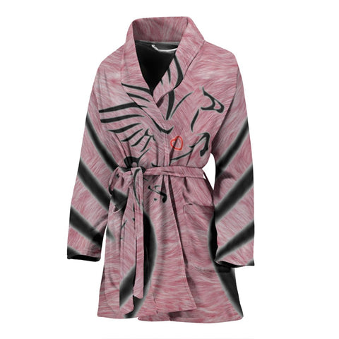 Percheron Horse Print On Pink Women's Bath Robe-Free Shipping