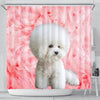 Bichon Frise On Pink Print Shower Curtains-Free Shipping