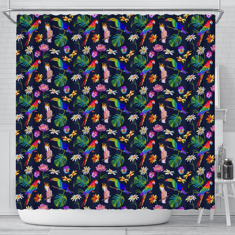 Lovely Parrot Floral Print Shower Curtains-Free Shipping