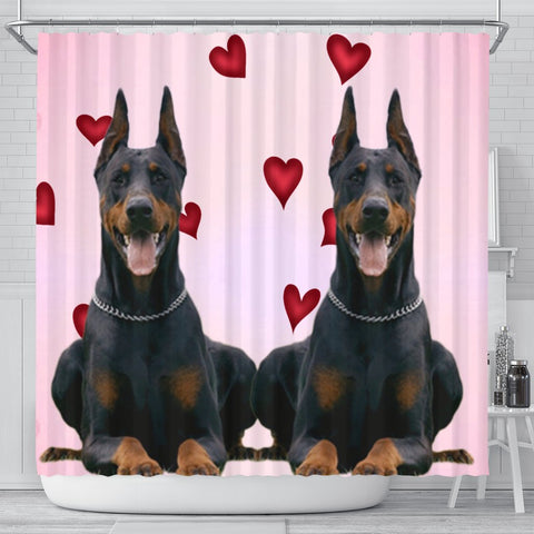 Amazing Doberman Pinscher Dog Print Shower Curtain-Free Shipping