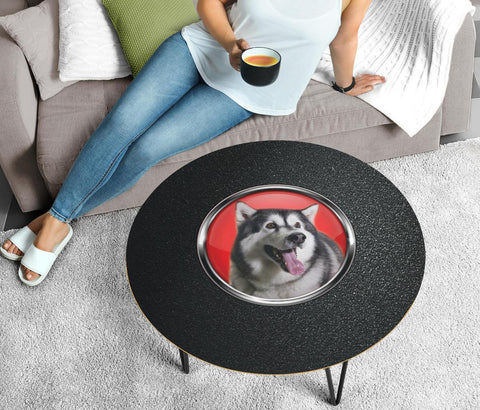 Alaskan Malamute Dog Black Print Circular Coffee Table
