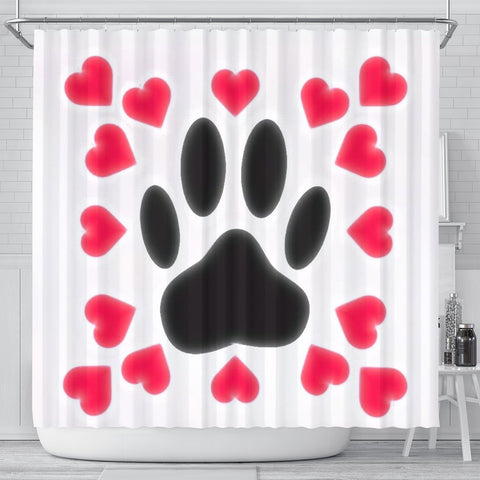 Dog Paws with Love Print Shower Curtain-Free Shipping