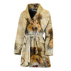 Shetland Sheepdog Print Women's Bath Robe-Free Shipping