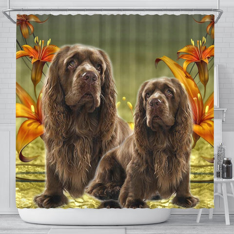 Sussex Spaniel Print Shower Curtains-Free Shipping